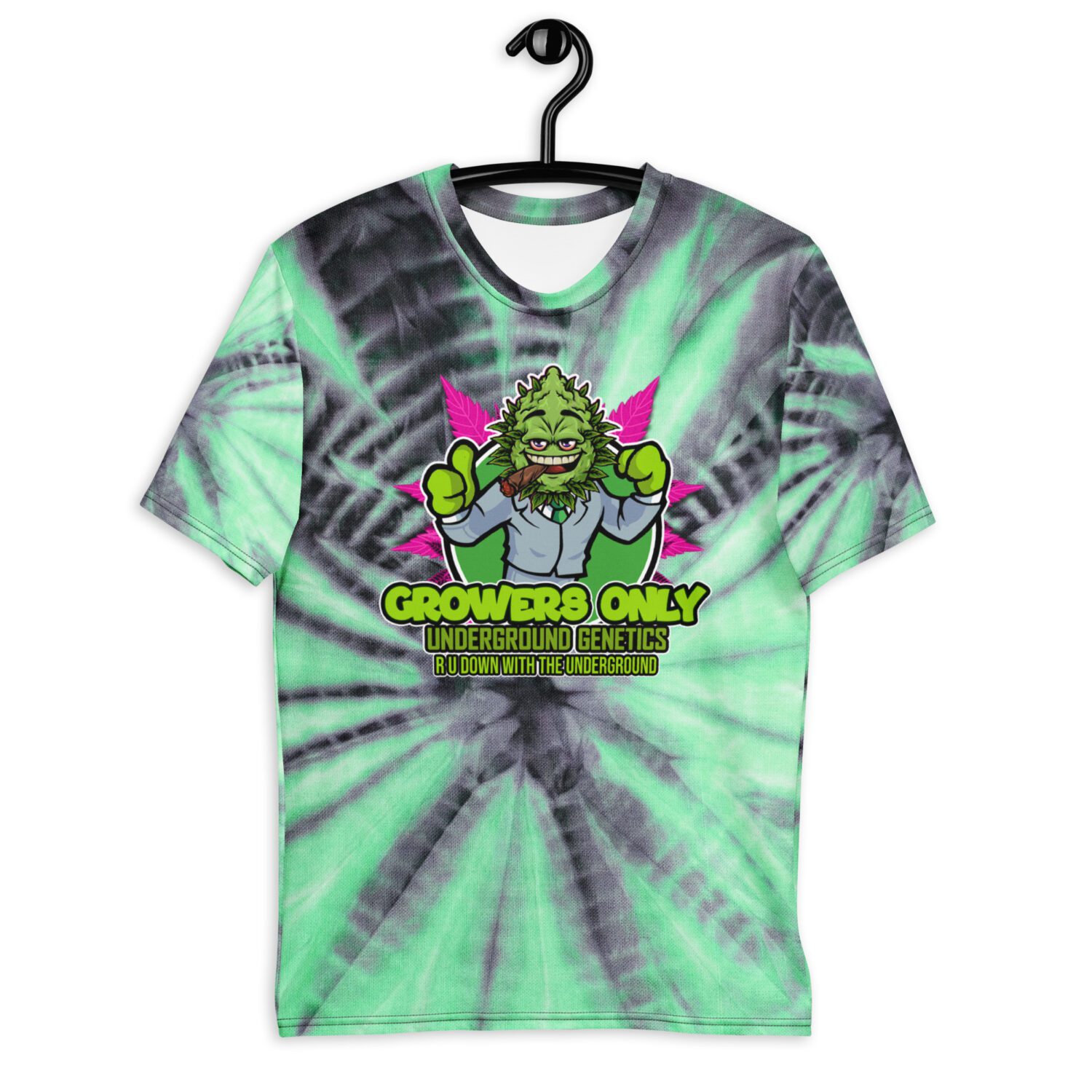 NEW GROWERS BLACK & GREEN TIE DYE T-SHIRT